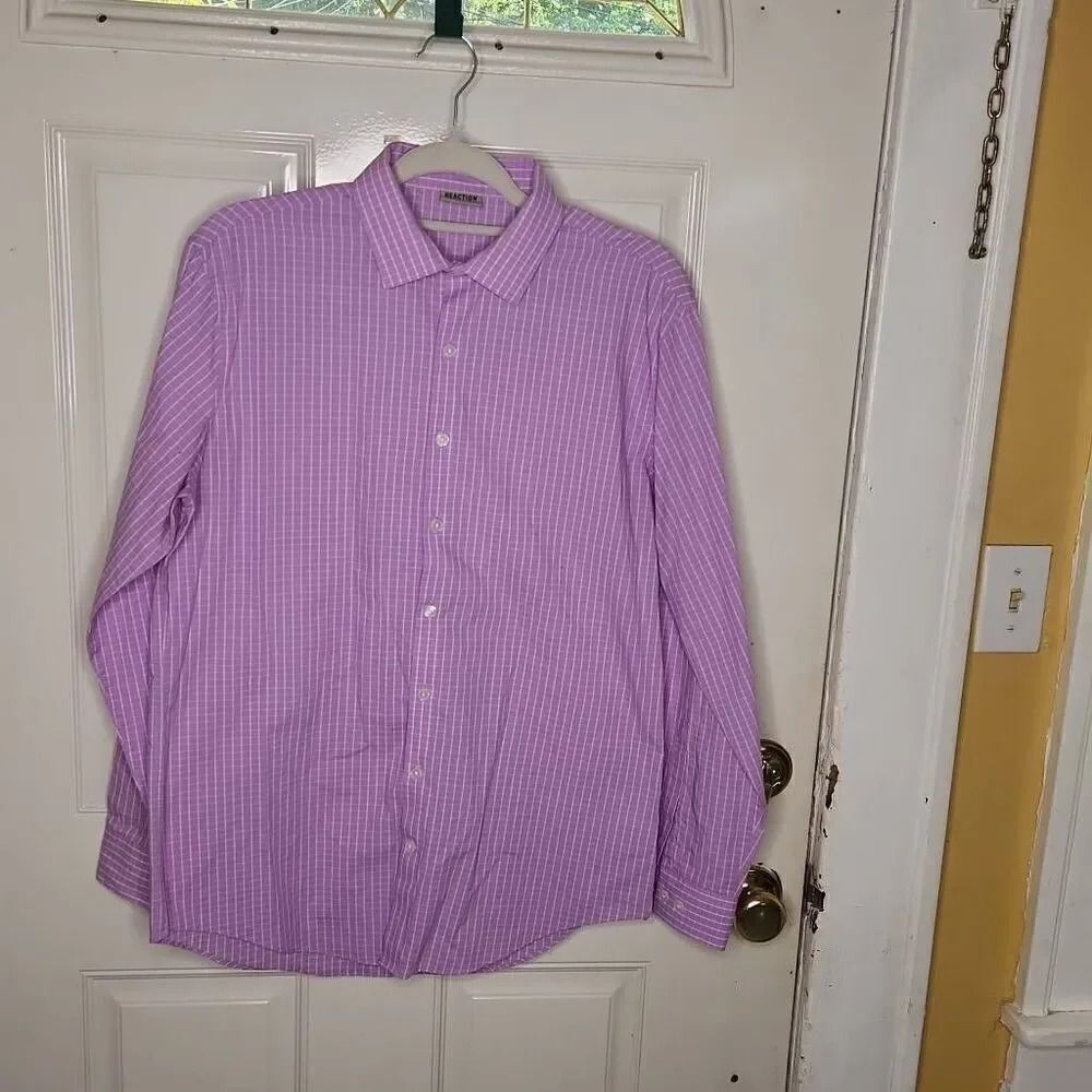 Kenneth Cole Reaction slim fit purple dress shirt men's size M